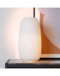 Lampe de table en céramique blanche, Flores, avec interrupteur