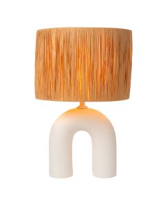 Lampe de table en rotin marronne, Ronda, avec interrupteur