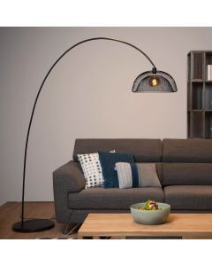 Lampadaire à arc moderne noir, Mesh, avec interrupteur