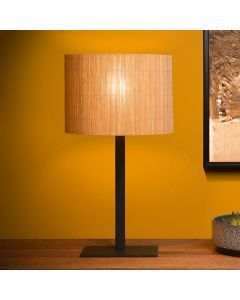 Lampe de table en rotin marronne, Magius, avec interrupteur