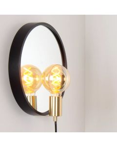 Éclairage miroir rustique noir, Reflex, avec interrupteur