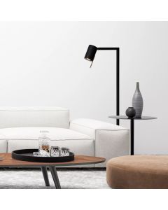 Lampadaire liseuse moderne noir, Lesley, avec interrupteur