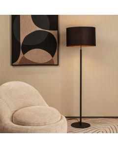 Lampadaire rustique noir, Maya, avec interrupteur