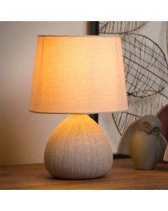 Lampe de table en céramique beige, Ramzi, avec interrupteur