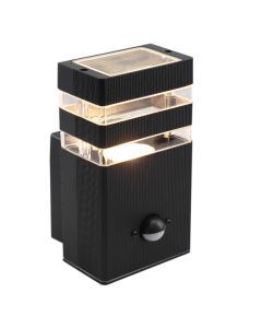 Applique extérieur avec détecteur de mouvement en aluminium noire, Albin, IP54