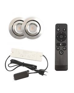 2 spots veranda orientable Rona, IP44, avec kit de connexion et télécommande, chromé