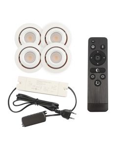 4 spots veranda orientable Rona, IP44, avec kit de connexion et télécommande, blanc