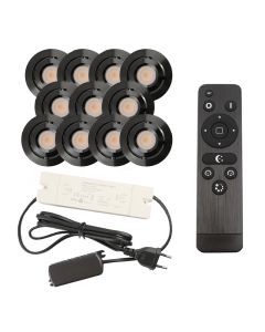 11 spots veranda orientable Rona, IP44, avec kit de connexion et télécommande, noir