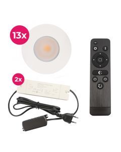13 spots encastrés veranda blanc Dico, IP65, avec kit de connexion et télécommande