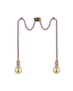 Suspension sans abat-jour rustique bronze, Inca