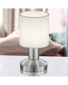 Lampe de table en métal nickel, Nordby, avec interrupteur