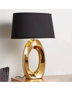 Lampe de table en céramique dorée, Moldrup, avec interrupteur