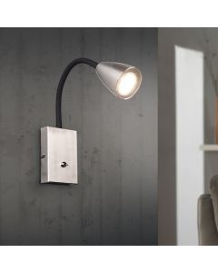 Applique murale moderne nickel, Joanne, avec interrupteur