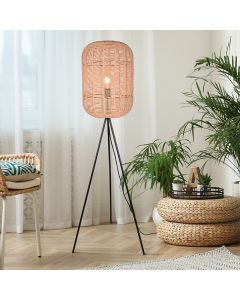 Lampadaire trépied moderne noir, Elham, avec interrupteur