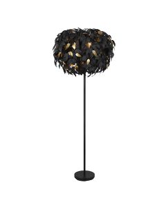 Lampadaire rétro noir, Urwa, avec interrupteur