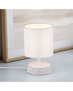 Lampe de table en céramique blanche, Lola, avec interrupteur