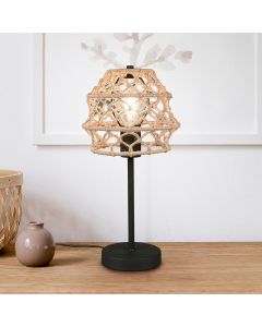 Lampe de table rustique marronne, Liduina, avec interrupteur