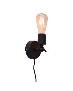 Applique murale noire industrielle, Bolb, avec interrupteur