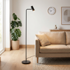 Lampadaire noir moderne, Carlos, avec interrupteur