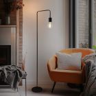 Lampadaire noir moderne, Carlos, avec interrupteur