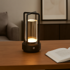 Lampe de table rechargeable noire moderne, Elian, 3W, blanc chaud à froid réglable LED, avec interrupteur