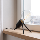 Lampe de table noire en métal, Gidon, avec interrupteur