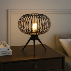 Lampe de table noire industrielle, Lieve, avec interrupteur