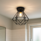 Plafonnier salle de bain noir industriel, Jochem, IP44