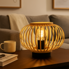 Lampe de table en bambou marronne, Lieve, avec interrupteur