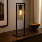 Lampe de table noire industrielle, Tonia, avec interrupteur