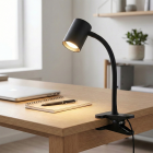 Spot à pince noir moderne, Elena, avec interrupteur