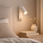 Spot mural blanc moderne, Tara, avec interrupteur