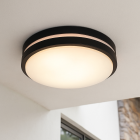 Plafonnier extérieur avec détecteur de mouvement noir en plastique, James, IP44