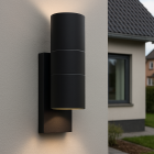Applique extérieur avec capteur crépusculaire noire moderne, Pedro, IP44