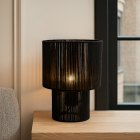 Lampe de table noire rustique, Sanny, avec interrupteur