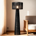 Lampadaire en toile de jute noir, Sanny, avec interrupteur