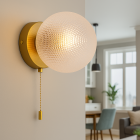 Applique murale transparente rétro, Johnson, avec interrupteur à tirette