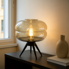 Lampe de table ambre rétro, Sean, avec interrupteur