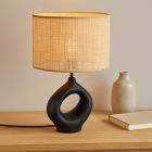 Lampe de table noire rustique, Bette, avec interrupteur