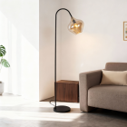 Lampadaire ambre design, Sophia, avec interrupteur