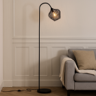 Lampadaire noir industriel, Pepita, avec interrupteur