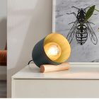 Lampe de table en bois bleue, Riaz, avec interrupteur