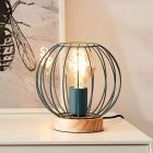 Lampe de table en bois bleue, Donato, avec interrupteur
