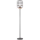 Lampadaire en bois noir, Taede, avec interrupteur