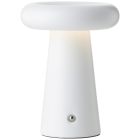 Lampe de table d'extérieur rechargeable blanche moderne, Stig, 3W, 3000K LED, IP44, gradable en 3 étapes