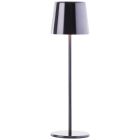 Lampe de table d'extérieur rechargeable noire moderne, Skander, 4W, blanc chaud à froid réglable LED, IP44, avec variateur tactile