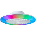 Ventilateur de plafond blanc moderne, Sofieke, 40W, RGBW LED, avec télécommande