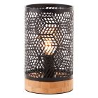 Lampe de table en bois noire, Sherona, avec interrupteur