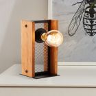 Lampe de table en bois marronne, Rasha, avec interrupteur