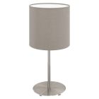Lampe de table taupe en tissu, Abano, avec interrupteur